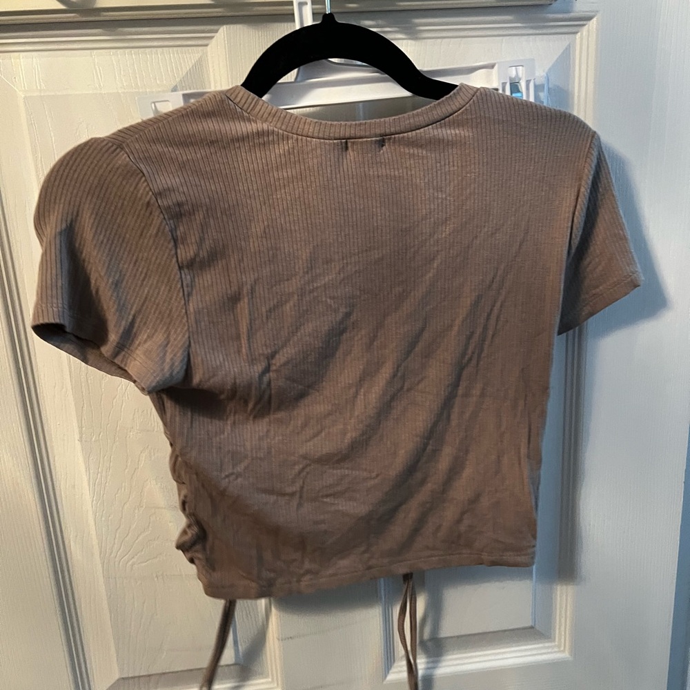 Brown Ruched Crop Top - Picture 2 of 2